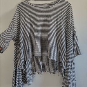 Free People Black and White Striped Top